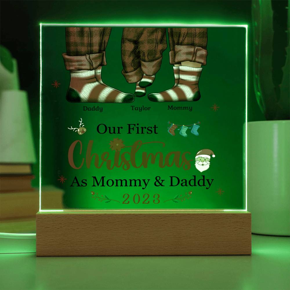 Our First Christmas as Mommy and Daddy: Celebrate the Love Acrylic LED Plaque