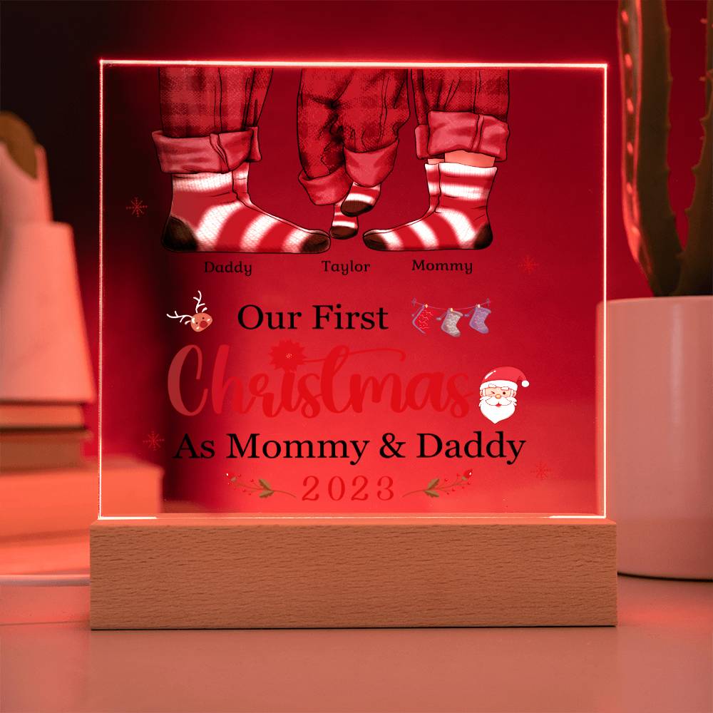 Our First Christmas as Mommy and Daddy: Celebrate the Love Acrylic LED Plaque