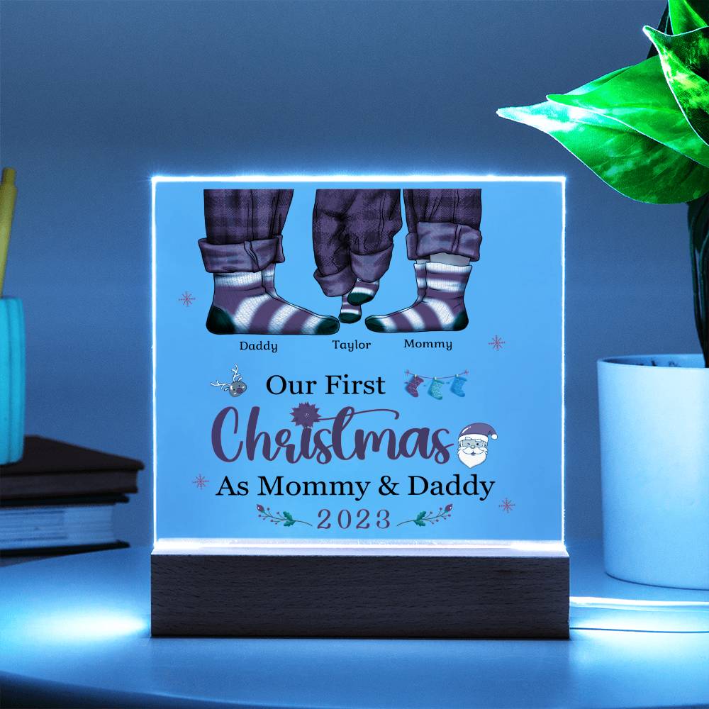 Our First Christmas as Mommy and Daddy: Celebrate the Love Acrylic LED Plaque