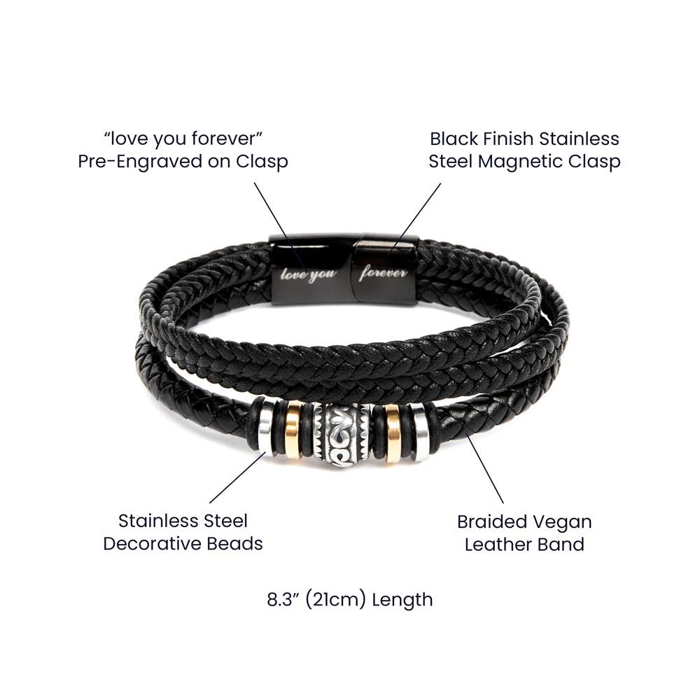 Dad's Personalized Braided Leather Bracelet