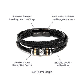 Dad's Personalized Braided Leather Bracelet