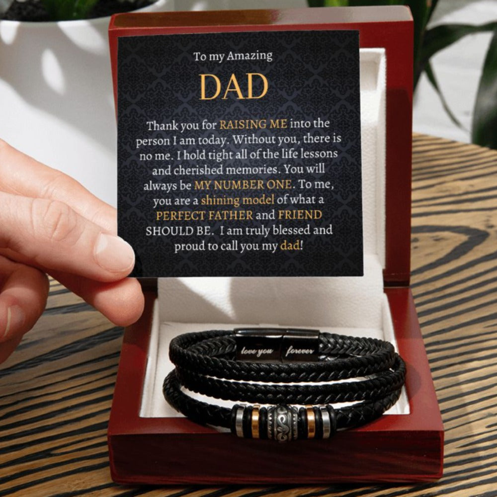 Dad's Personalized Braided Leather Bracelet