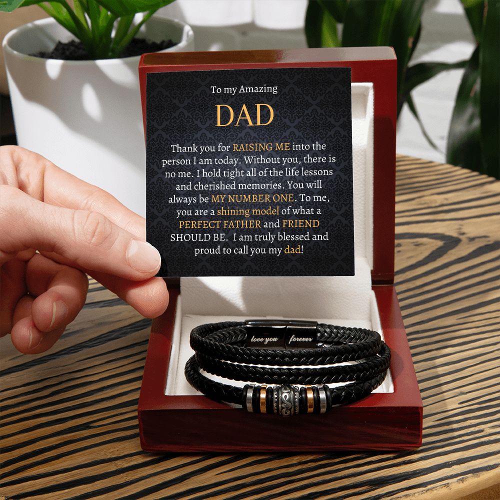 Dad's Personalized Braided Leather Bracelet