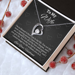 To My Wife Solitaire Heart Necklace - Gift From Husband