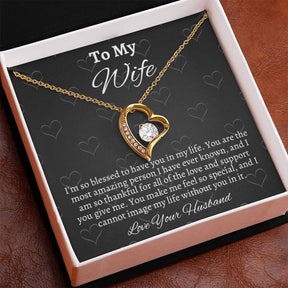 To My Wife Solitaire Heart Necklace - Gift From Husband