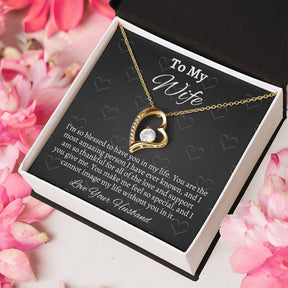 To My Wife Solitaire Heart Necklace - Gift From Husband