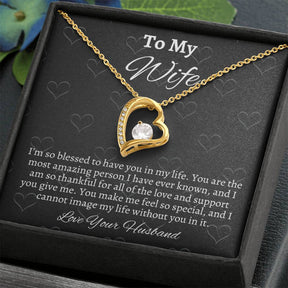 To My Wife Solitaire Heart Necklace - Gift From Husband