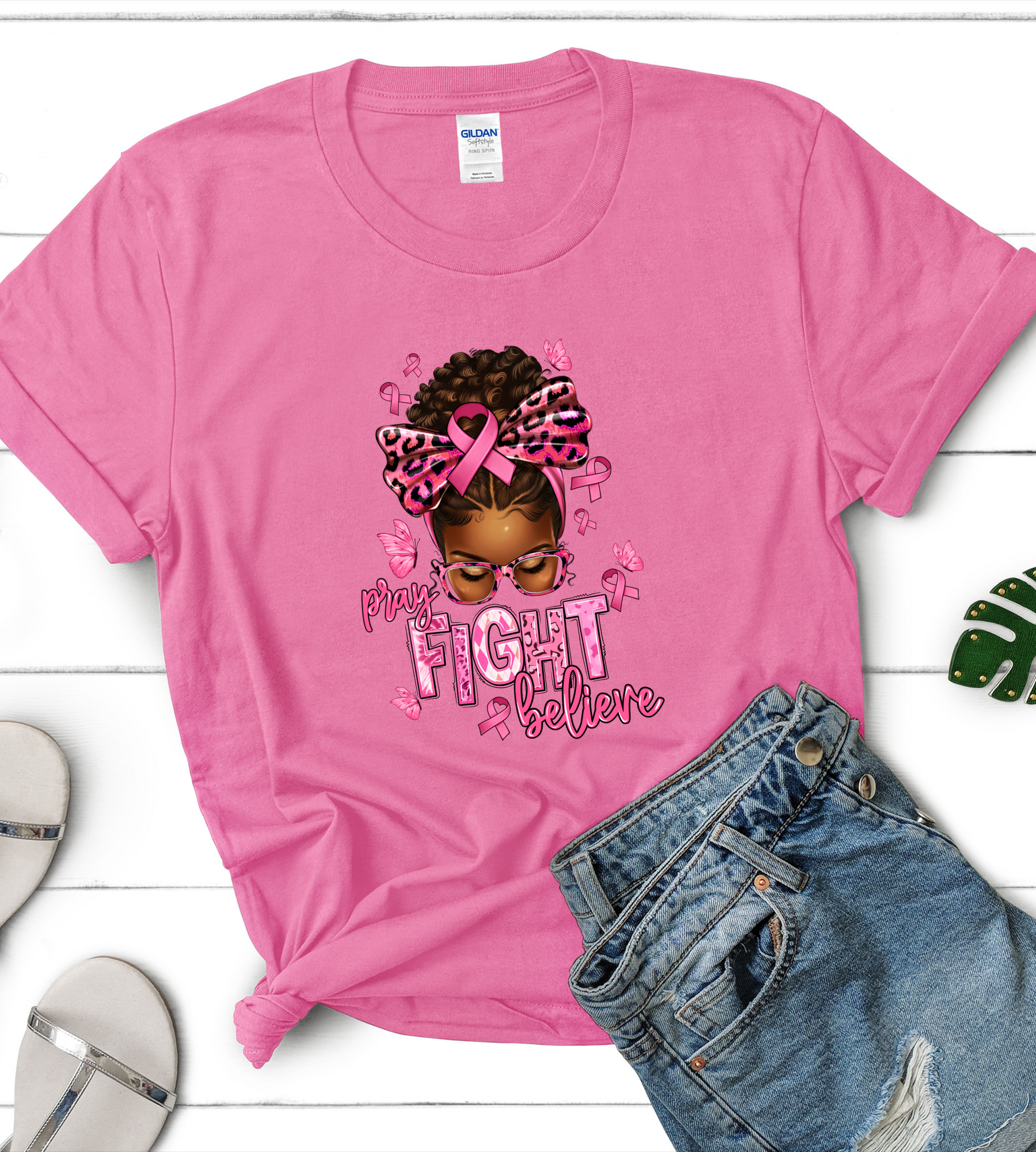 Pray Fight Believe Cancer Shirt - Pink October Gift For Cancer Awareness