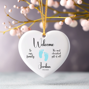 Welcome Baby's 1st Christmas Ornament - Personalized Pink Or Blue Keepsake