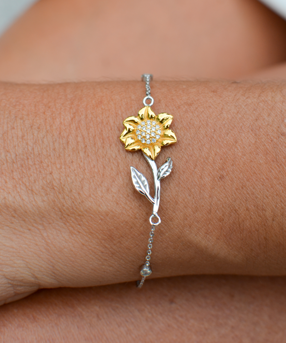 Blooming Love: Sterling Silver Sunflower Bracelet from Dad to Daughter