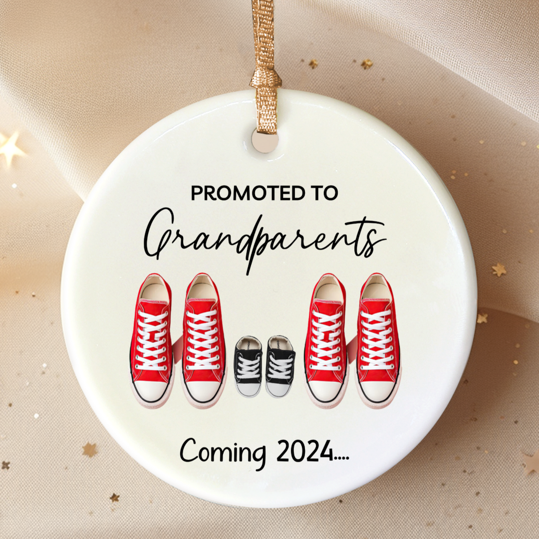 Pregnancy Announcement Ornament - Promoted To Grandparents