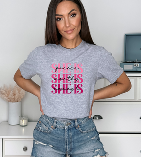 Breast Cancer Awareness Shirt - Breast Cancer She Is Fierce Worthy & Enough Motivational Shirt