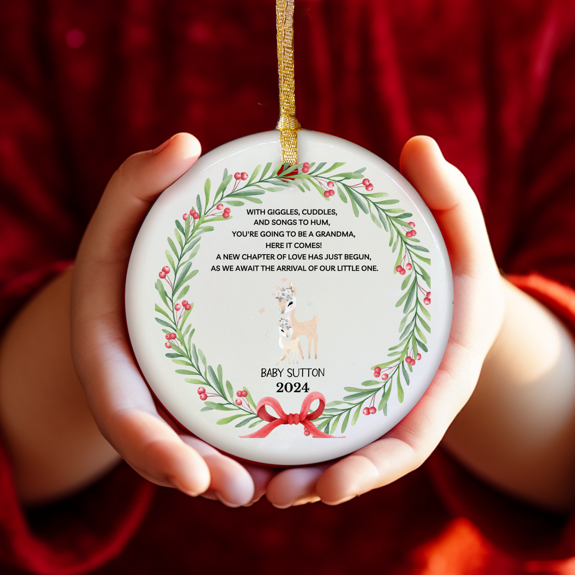 Pregnancy Announcement Ornament - Promoted To Grandma