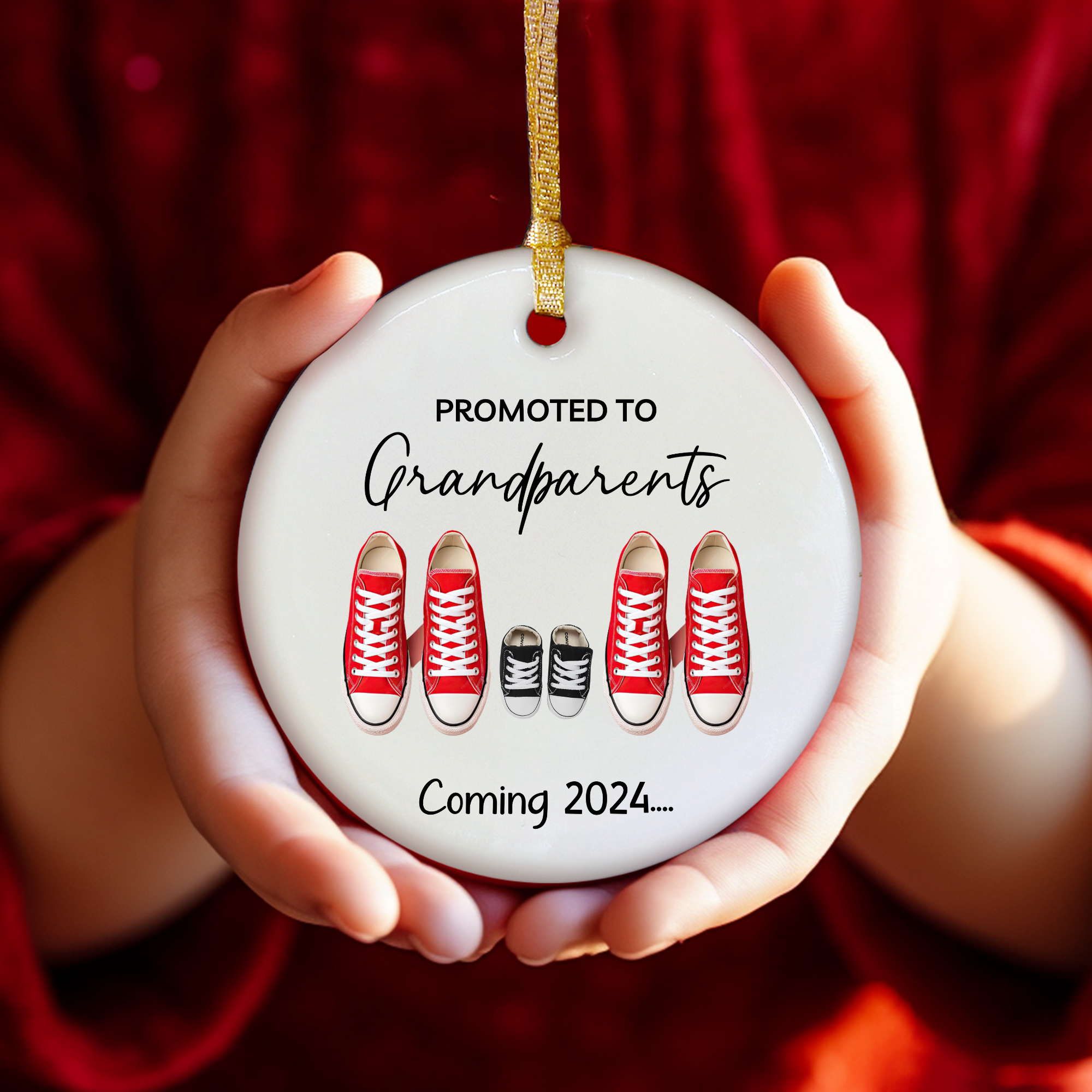 Pregnancy Announcement Ornament - Promoted To Grandparents