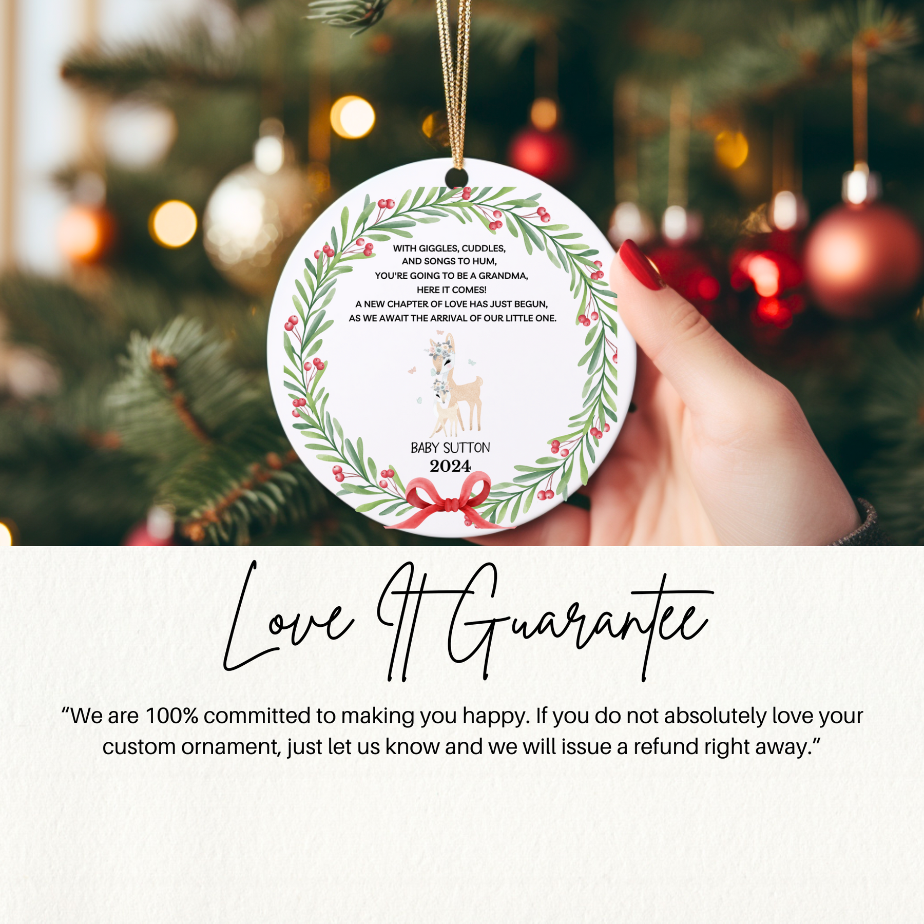 Pregnancy Announcement Ornament - Promoted To Grandma