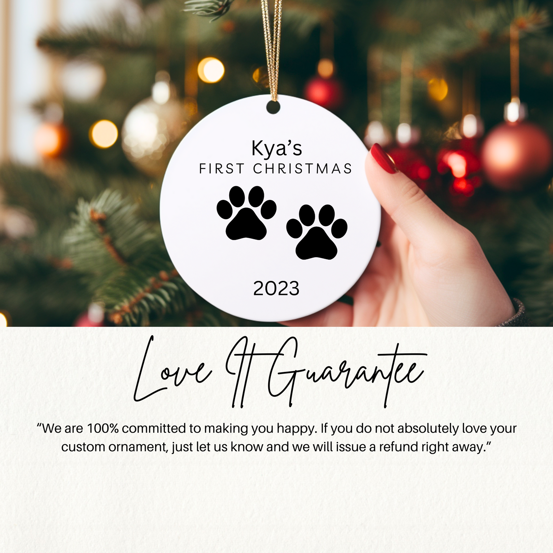 Dog/Cat First Christmas Ornament - Personalized Pet Keepsake