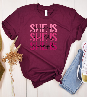 Breast Cancer Awareness Shirt - Breast Cancer She Is Fierce Worthy & Enough Motivational Shirt