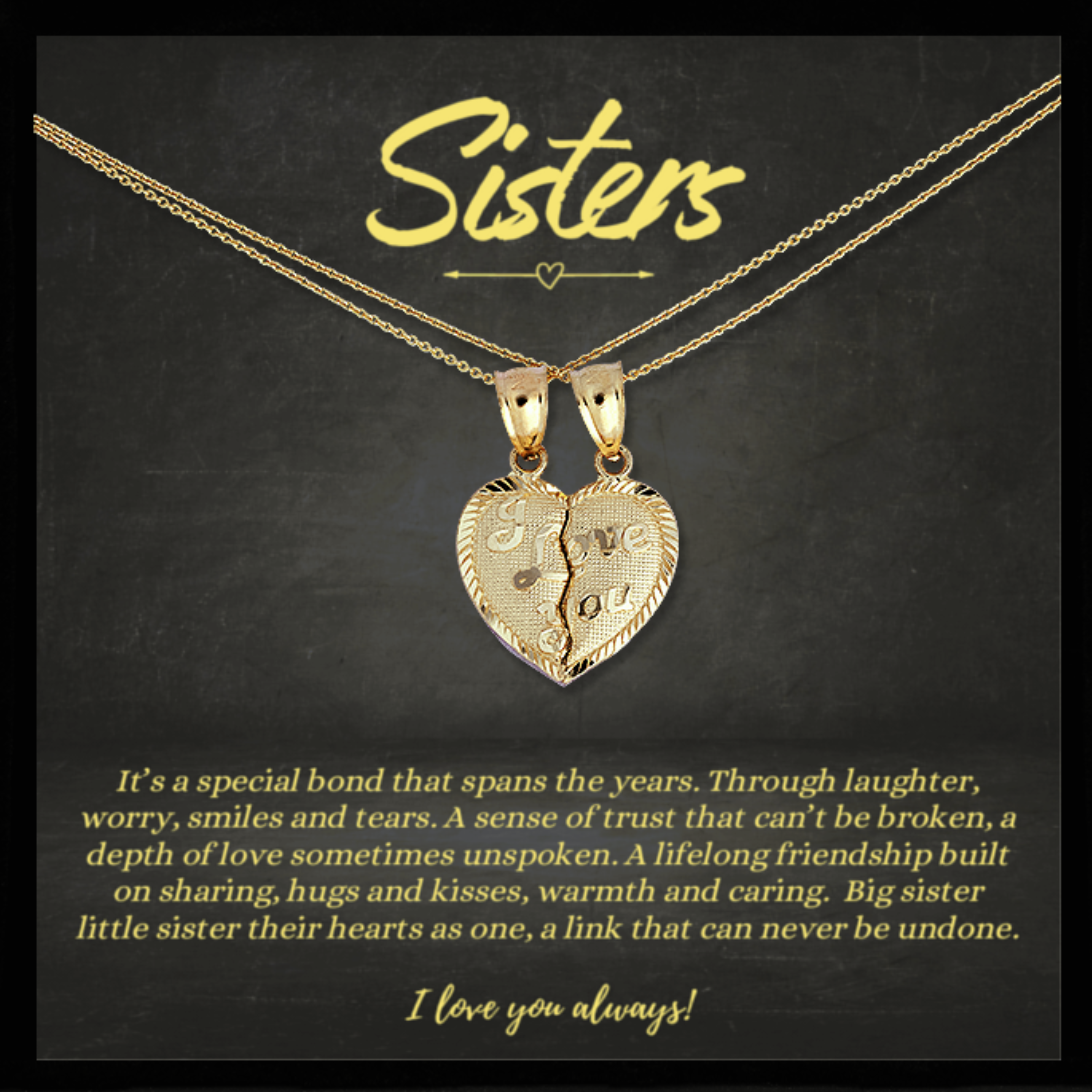 Breakable Heart Gold Necklace For Sisters Birthday Christmas