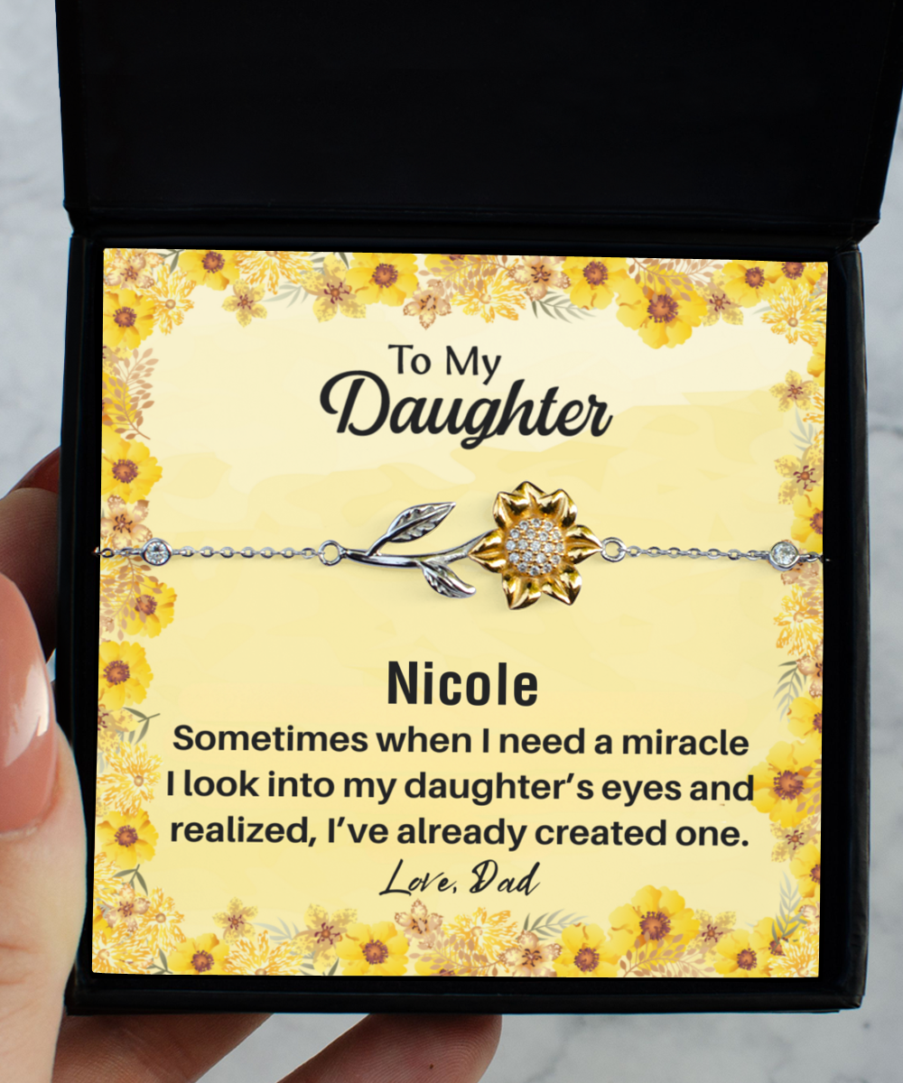 Blooming Love: Sterling Silver Sunflower Bracelet from Dad to Daughter