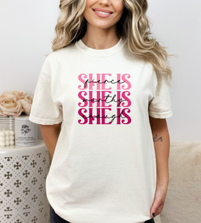 Breast Cancer Awareness Shirt - Breast Cancer She Is Fierce Worthy & Enough Motivational Shirt