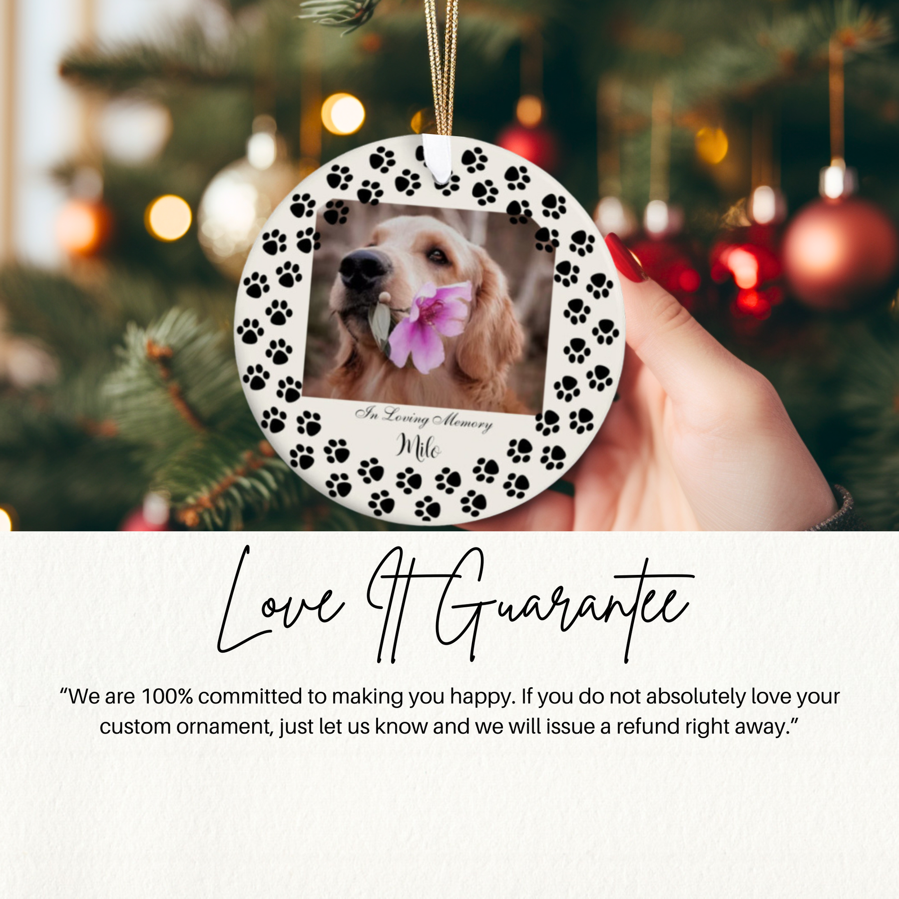 Dog Memorial Ornament - Personalized Pet Ornament Keepsake