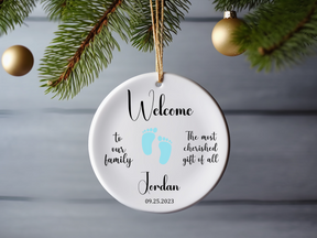 Welcome Baby's 1st Christmas Ornament - Personalized Pink Or Blue Keepsake