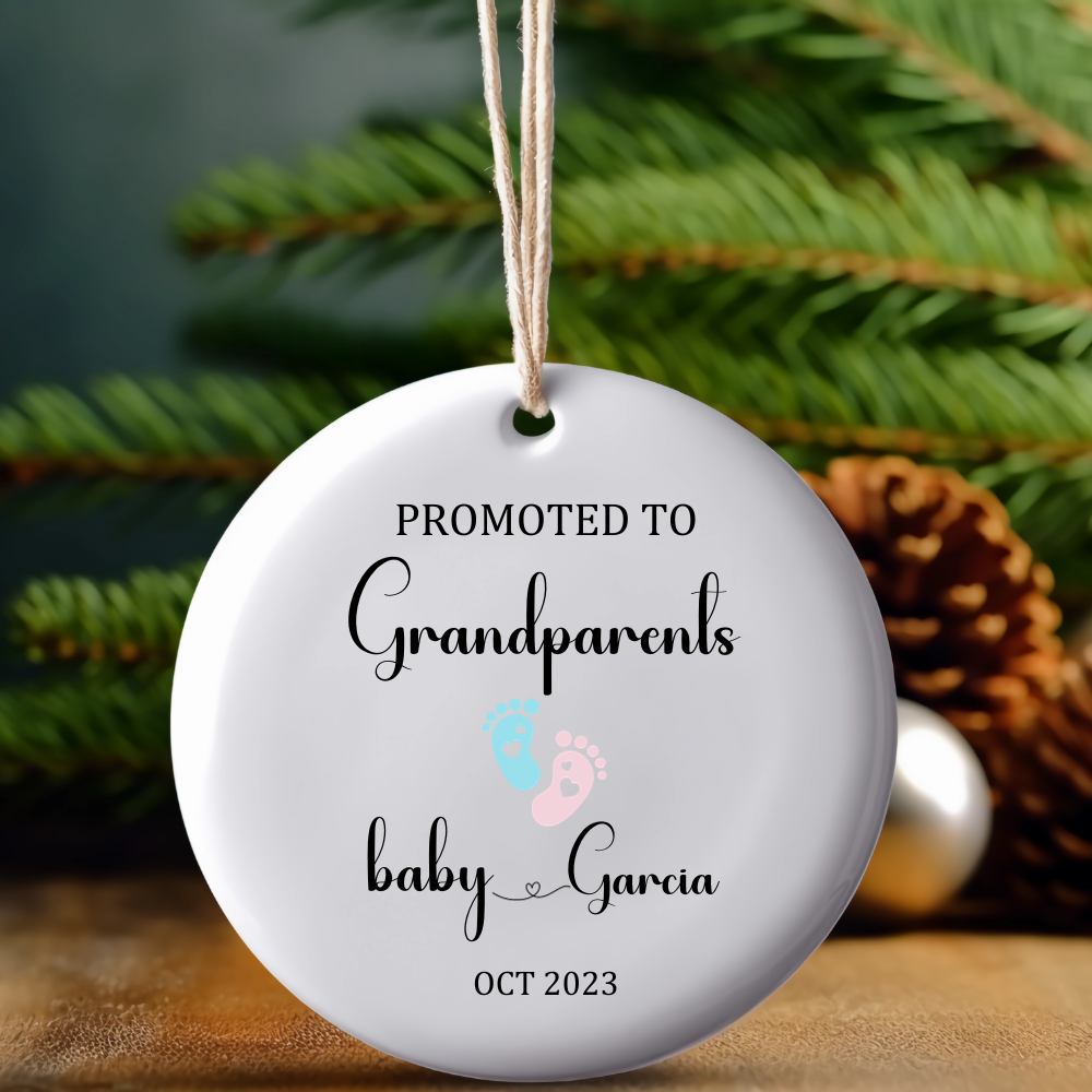 Parents Christmas Pregnancy Announcement - Promoted To Grandparents Ornament
