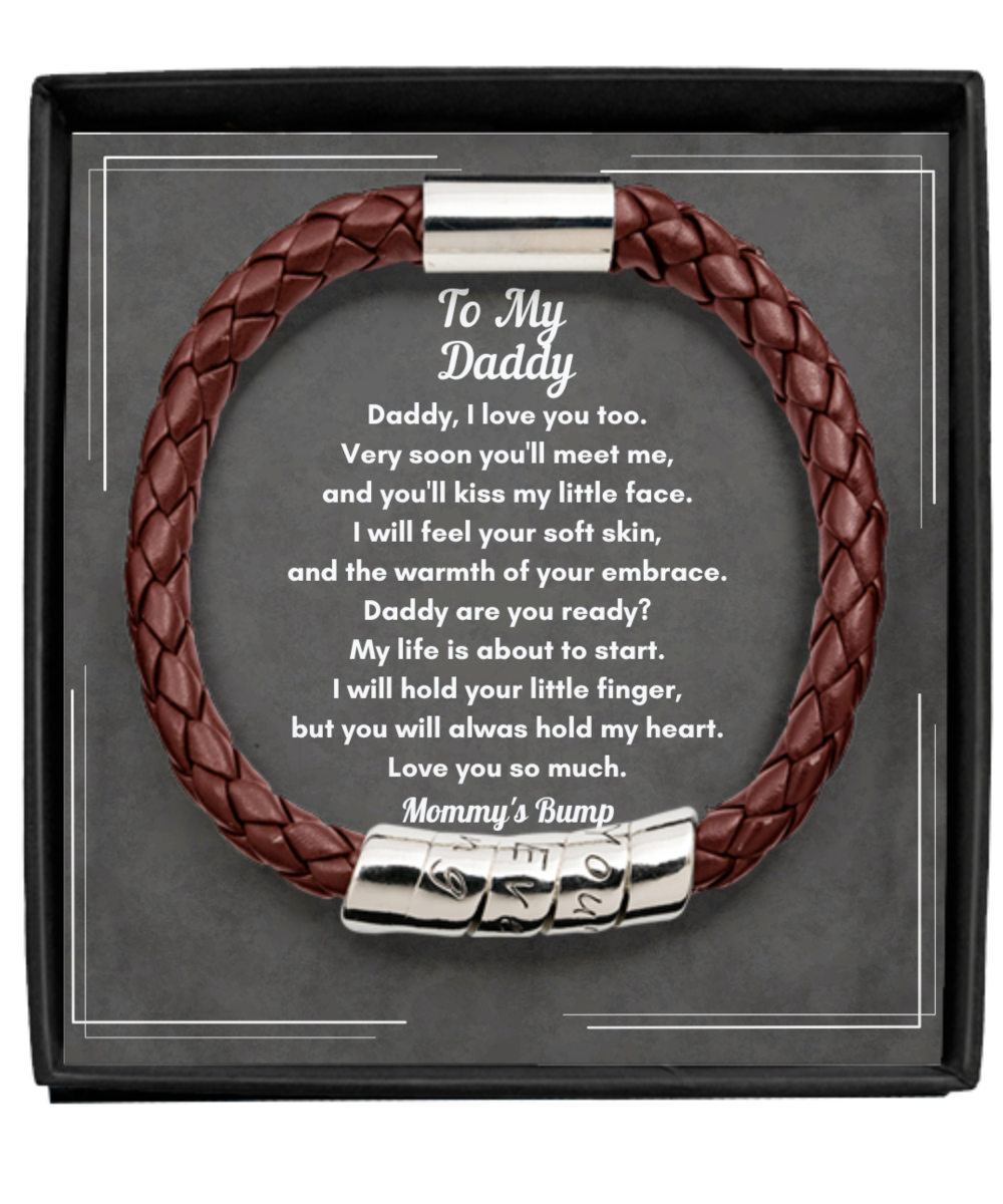 To My Daddy Men's Leather Bracelet - For Daddy To Be Gift from Bump