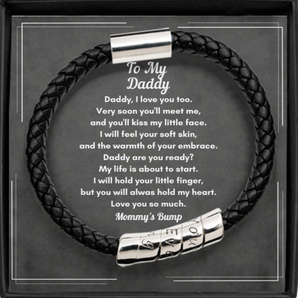 To My Daddy Men's Leather Bracelet - For Daddy To Be Gift from Bump