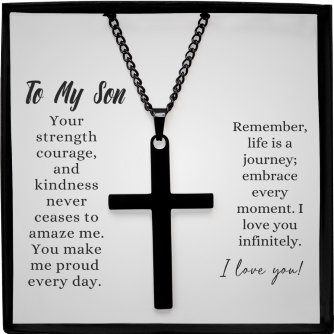 Black Cross Necklace For Son