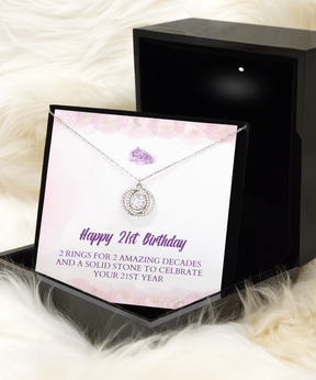 Double Crystal Circle Necklace - 21st Birthday Gift For Her