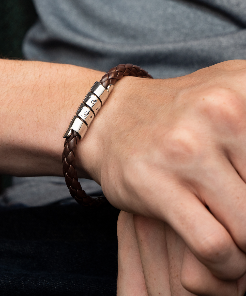 To My Daddy Men's Leather Bracelet - For Daddy To Be Gift from Bump