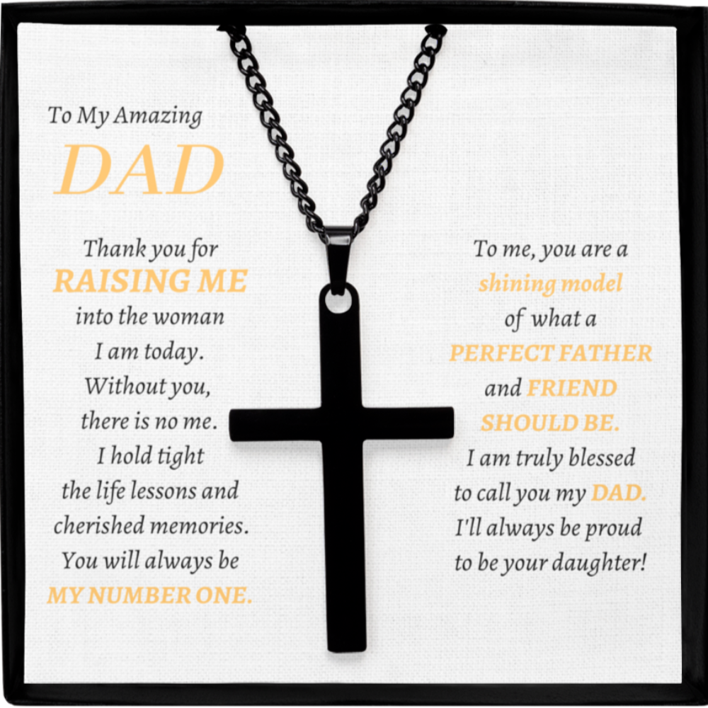 To My Amazing DAD Cross Necklace - From Daughter
