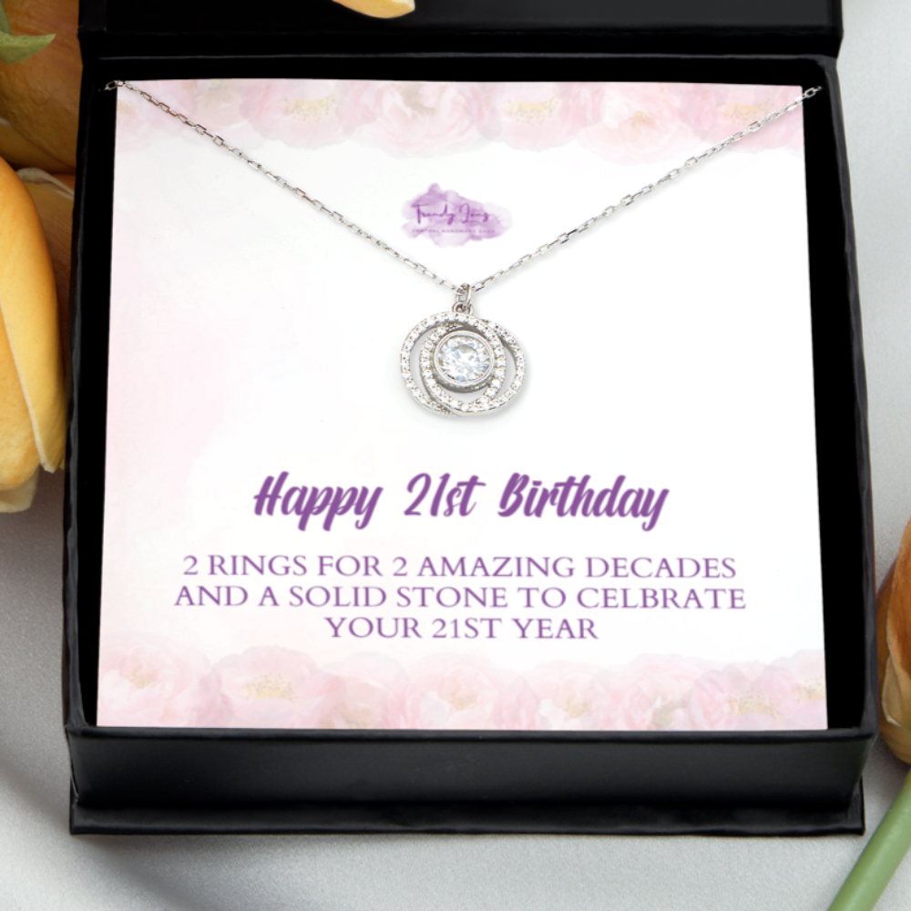 Double Crystal Circle Necklace - 21st Birthday Gift For Her