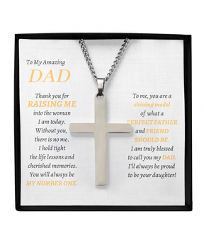 To My Amazing DAD Cross Necklace - From Daughter