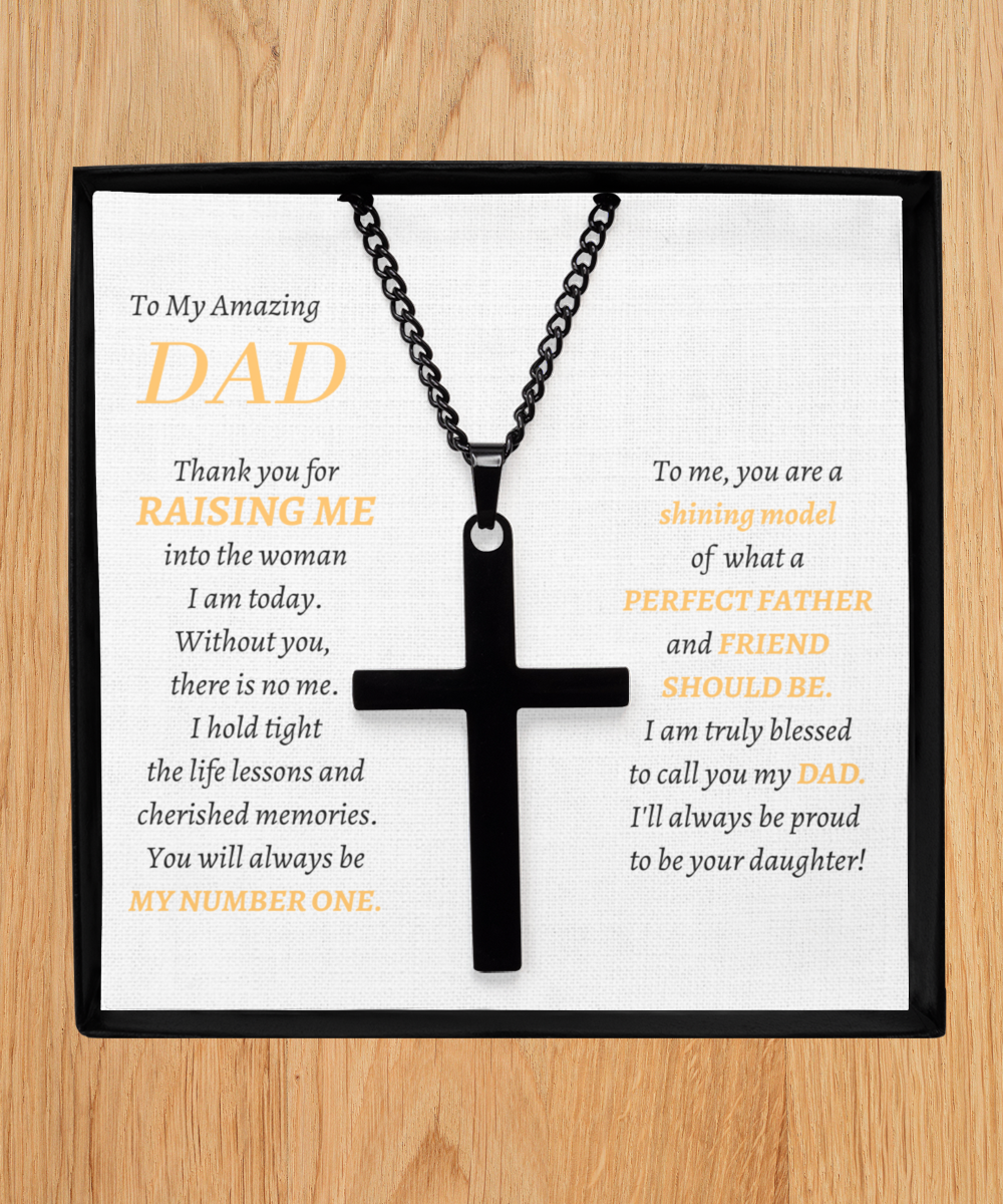 To My Amazing DAD Cross Necklace - From Daughter