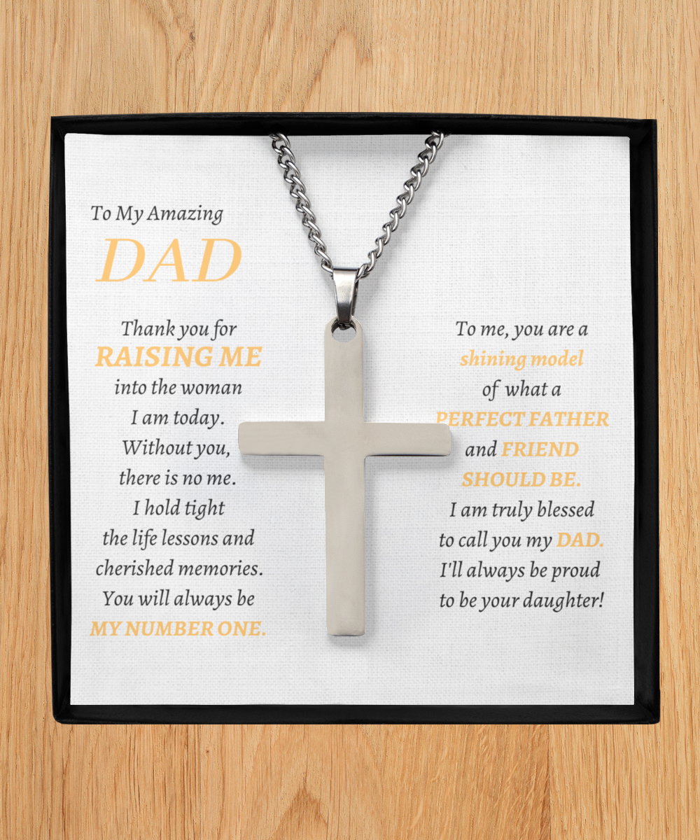 To My Amazing DAD Cross Necklace - From Daughter