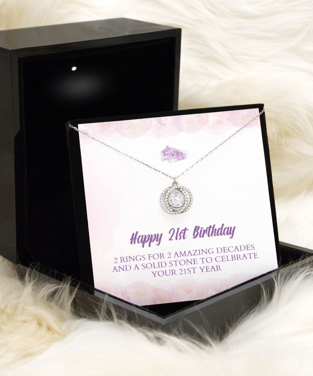 Double Crystal Circle Necklace - 21st Birthday Gift For Her