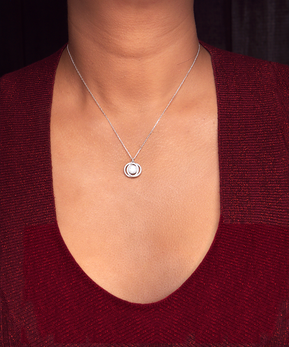 Double Crystal Circle Necklace - 21st Birthday Gift For Her