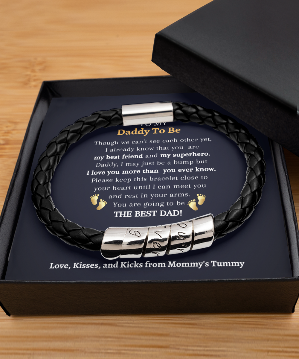 Daddy To Be Gift from Bump Men's Lather Bracelet