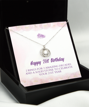 Double Crystal Circle Necklace - 21st Birthday Gift For Her