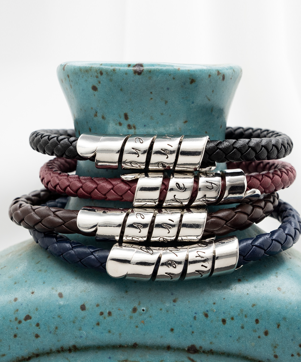 Vegan Leather Braided Bracelet - Son Gift from Mom